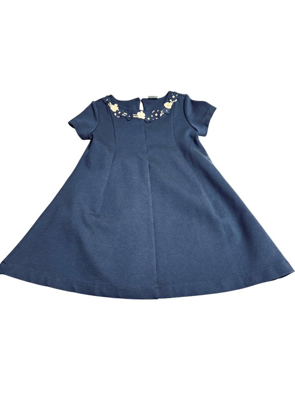 Edgehill Collection 2T Navy Blue Dress With Gold with Flower Applique